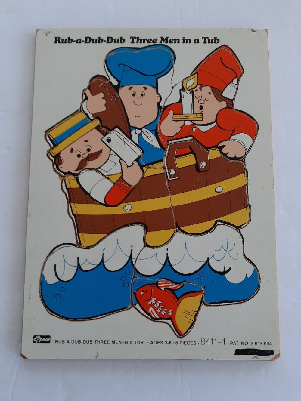 Vintage Kids Puzzle Rub A Dub Three Men A Tub Wood 80s